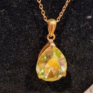 Lemon yellow crystal pendant with chain